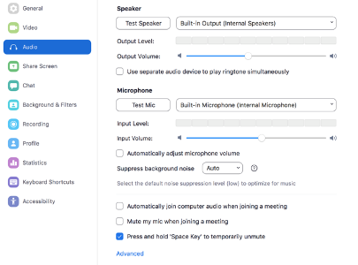 Audio sound setting